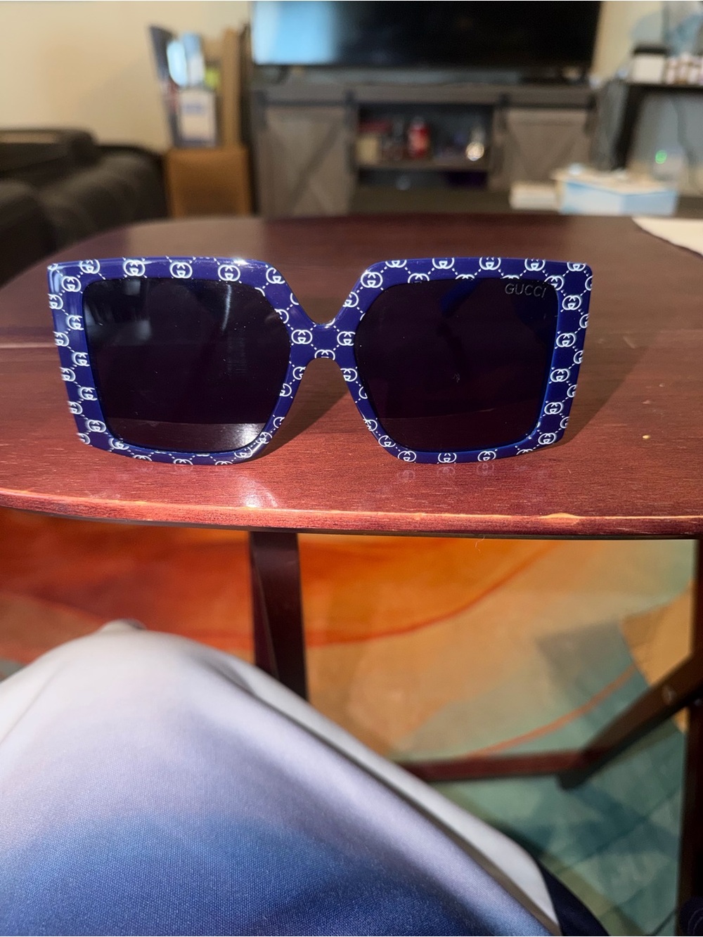 Gucci Navy Blue Square Logo Sunglasses